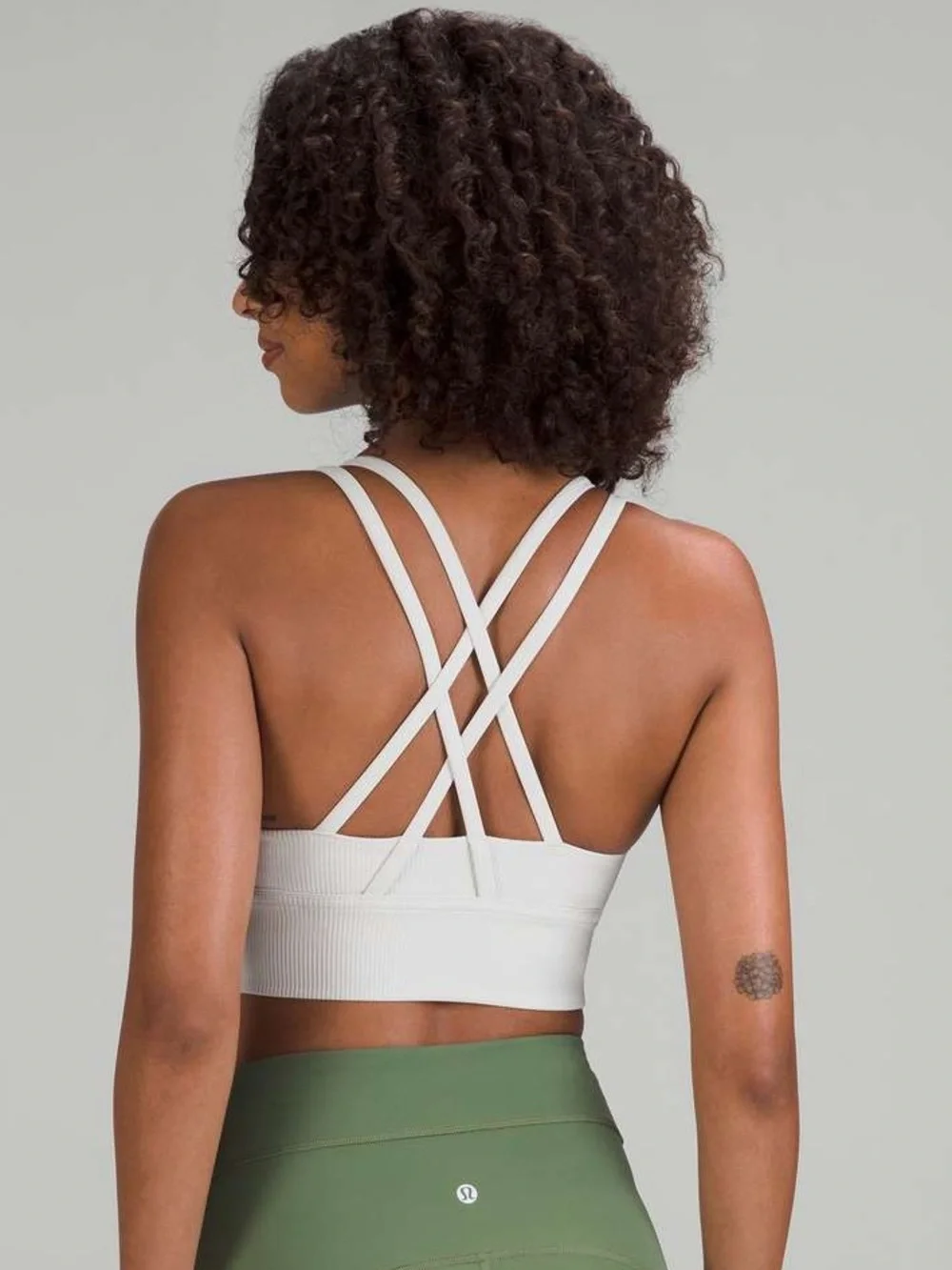 Lululemon Luxstream Ribbed Strappy Cross Back Longline Sports Bra Vapor Size 12